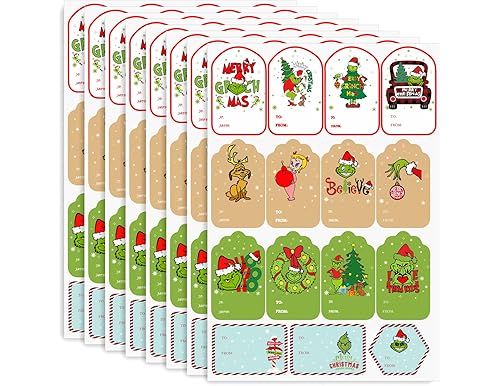 Best Grinch Gift Tag Stickers for Xmas Presents