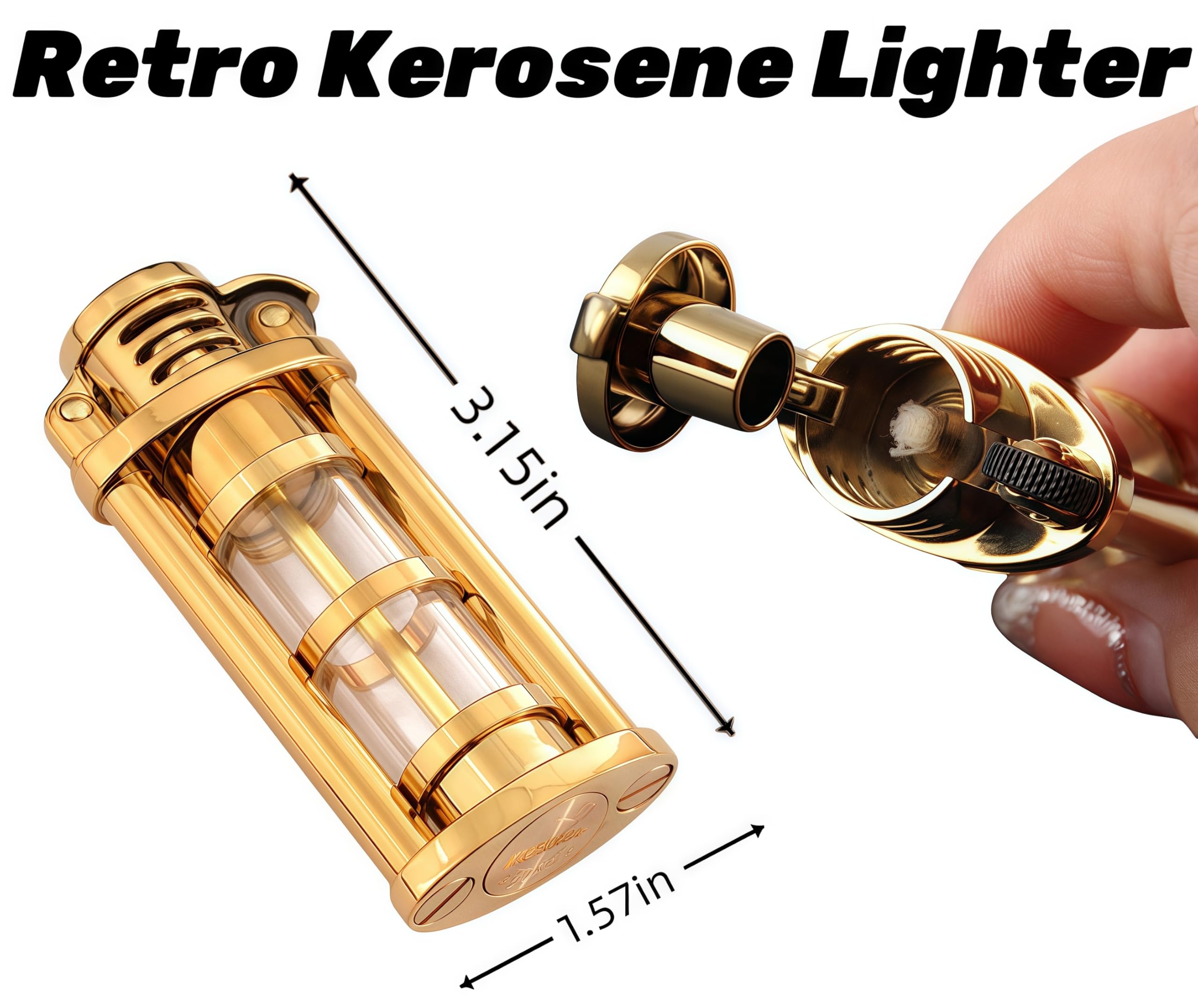 Briquet au kérosène, réutilisable, style tranchée, design vintage pour homme, parfait pour papa ou mari, idéal pour l'extérieur et le camping