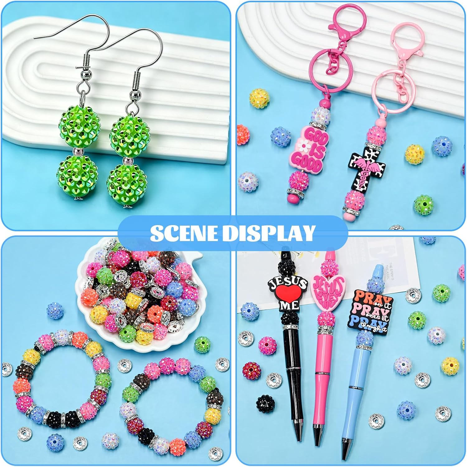 160 Pcs Jesus Pens Beadable Pens Ballpoint Faith Black Ink Pen Cute Writing Beaded Pen Kit Office Supply Bulk Gift Stationery Supplies for Christian