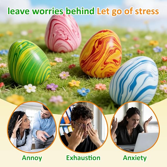 Stress Eggs Fidget Toys, Squishy Egg Suga Toys for Kids & Adults, Sensory Stretchy Squeeze Stress Relief Balls for Anxiety, Squeeze Balls for Desk Toy, Birthday Gifts Party Favors, Classroom Prizes