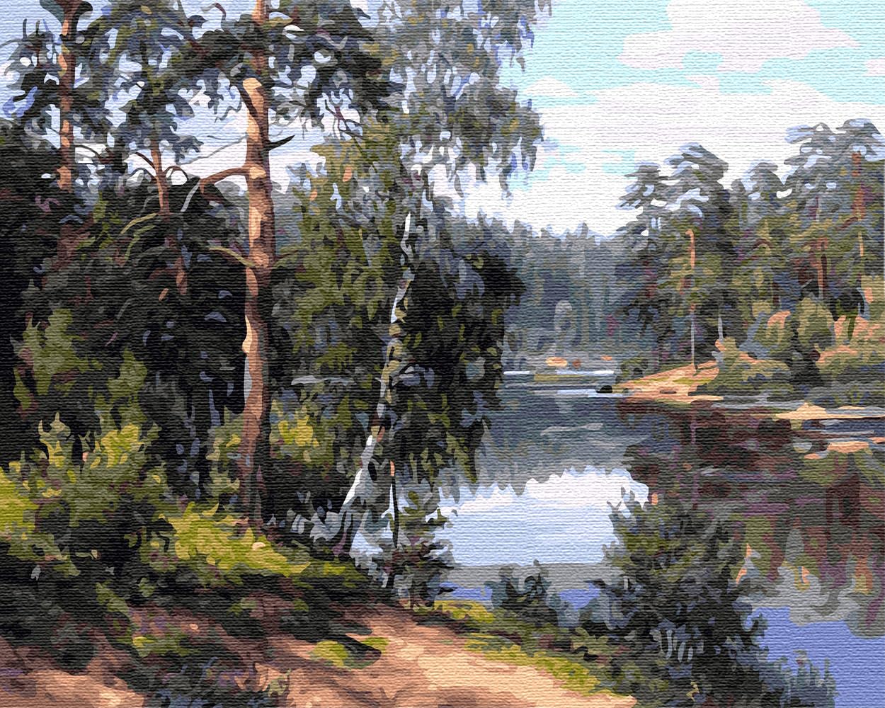 Artnapi Paint by Numbers Adults without Frame | DIY Hand Painted | Nature - Forest River | Kit for Beginners and Adults | Set Including Acrylic Paints & Brush | 40 x 50 cm Canvas | Ideal as a Gift