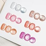 Moonlight Cat Eye Gel Nail Polish, 6 Colors Magnetic Nail Polish Gel Glass Ceramic Cateye Gel Polish with Magnetic Stick High Glossy Shine Effect Nail Art Manicure Home DIY for Women Girl