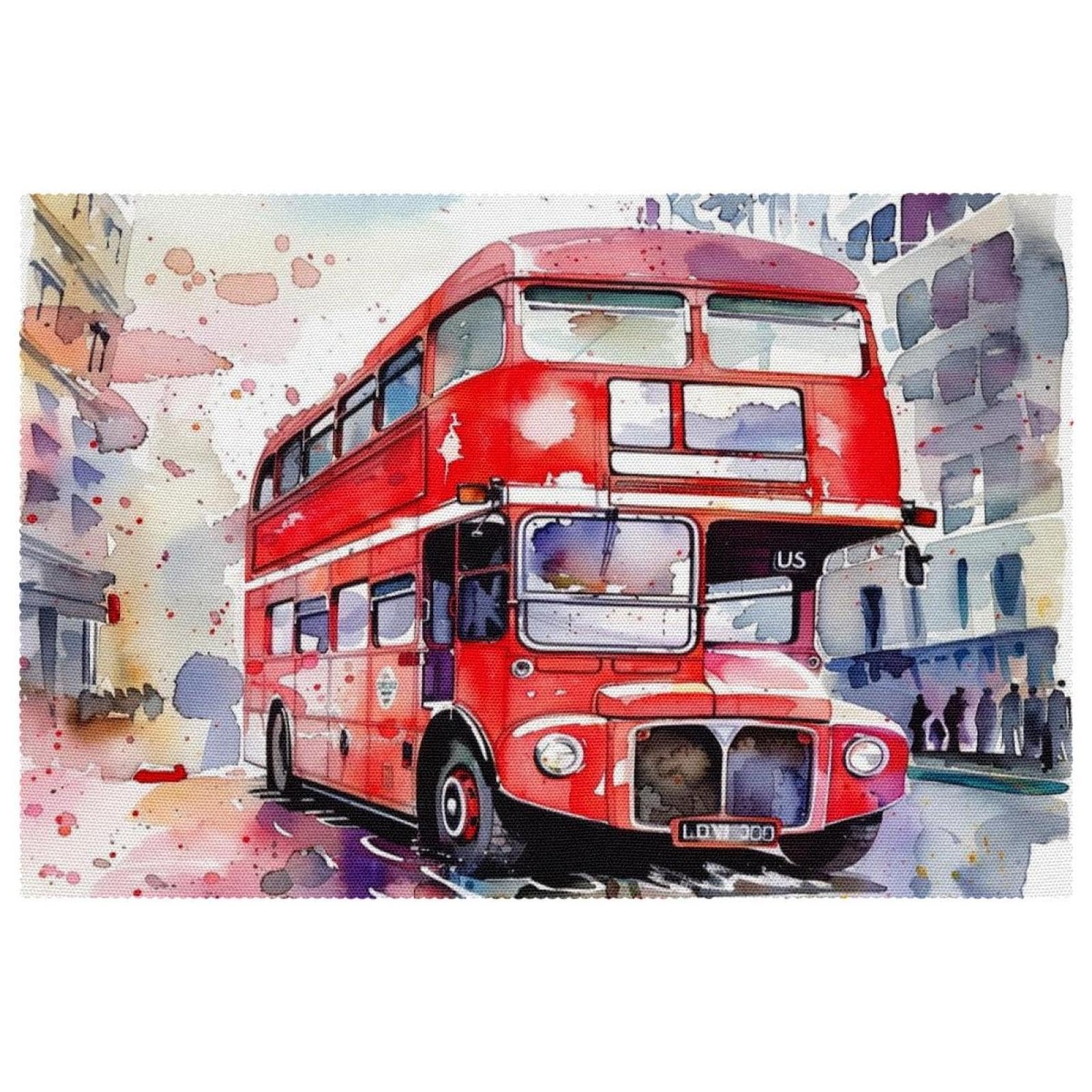 Set de table motif bus londonien pour repas de famille et décoration
