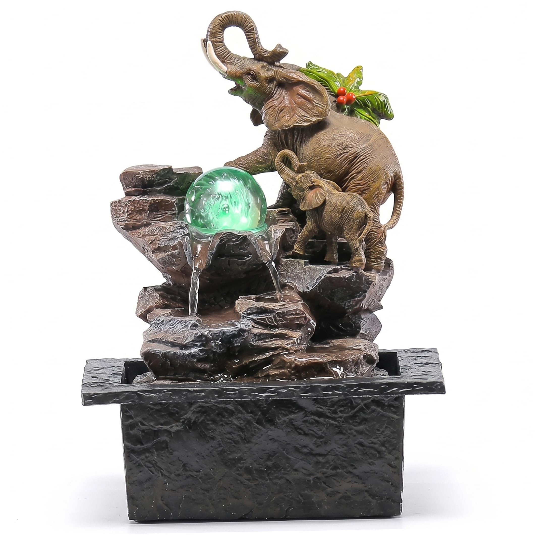 Fontaine d'eau éléphant de table en résine avec pompe USB style chinois