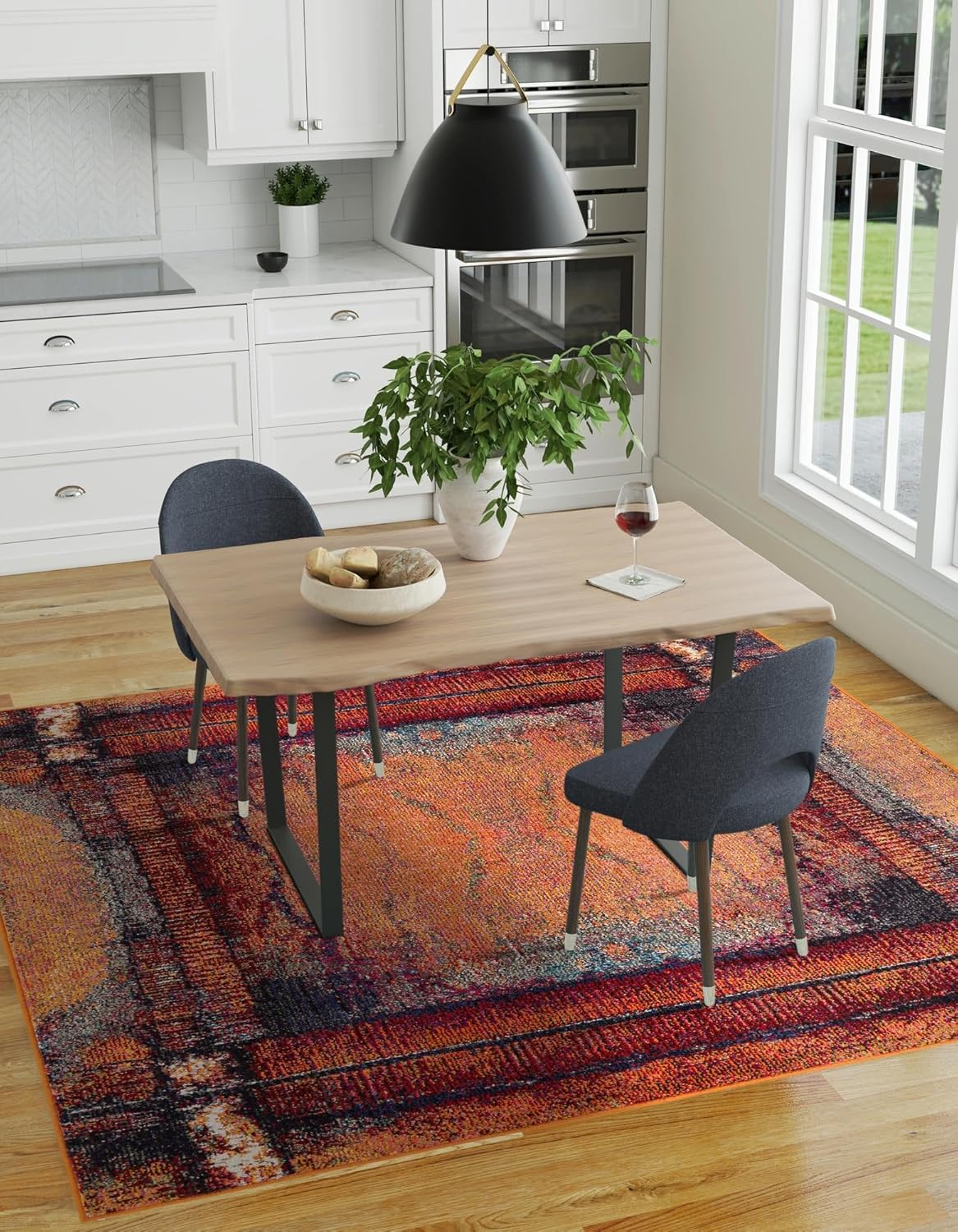 Rugs.com Hyacinth Collection Rug – 5 Ft Square Orange Medium-Pile Rug Perfect for Living Rooms, Kitchens, Entryways