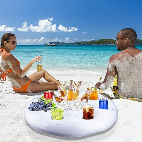 Miniatura 6 de Brillihood Soporte inflable para bebidas con luces de hadas RGB, LED que cambia de color flotante para bebidas y barra de servir frutas, bañera de