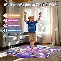 Vista 2 de Alfombrillas de baile para niñas de 4 a 8 años, alfombrillas de baile electrónicas con luz LED y Bluetooth inalámbrico, tapete de baile para niñas