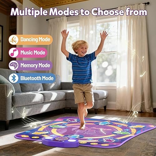 Miniatura 2 de Alfombrilla electrónica de baile de 8 flechas con luz LED y Bluetooth inalámbrico, juguete de baile musical con 3 modos de juego, desarrolla la