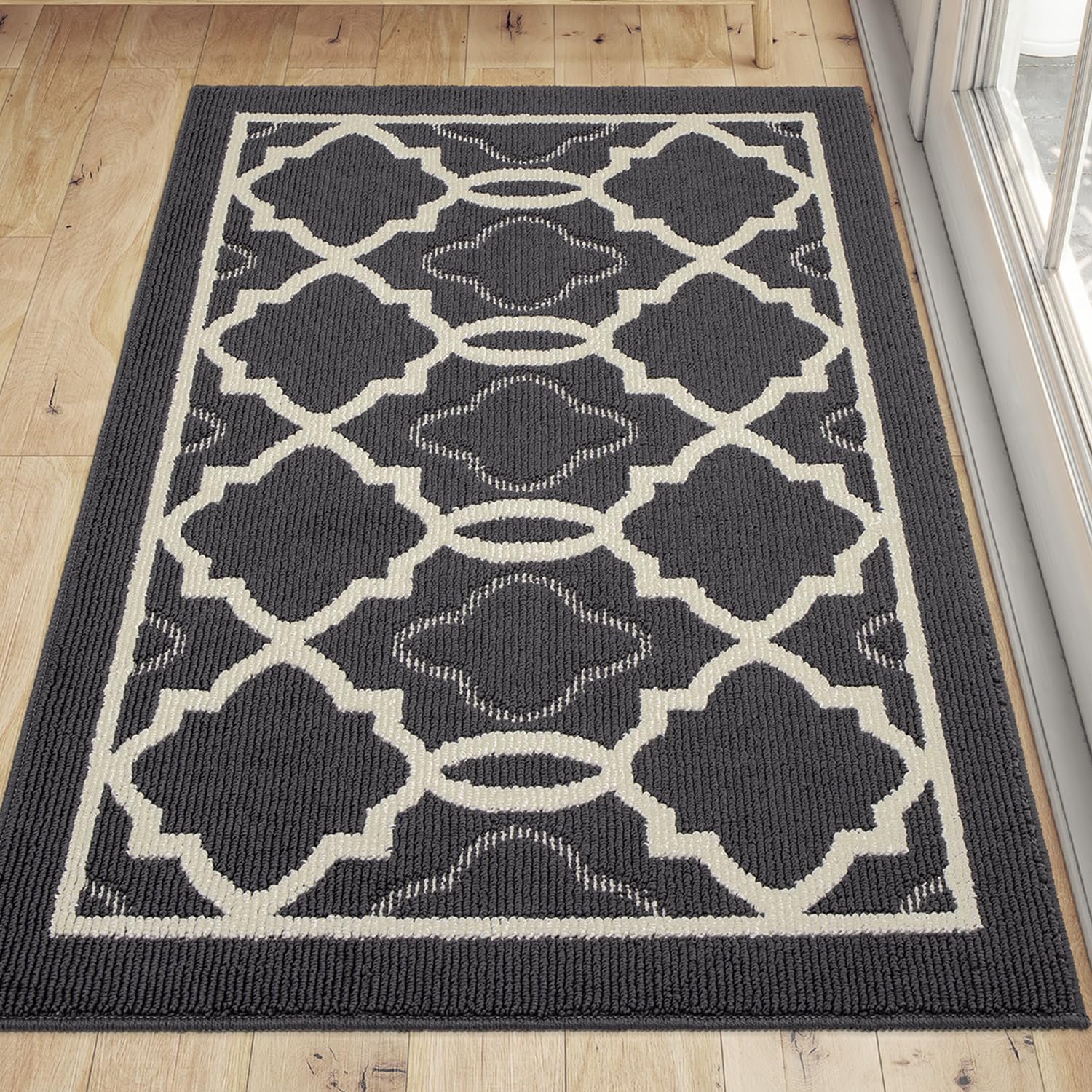 DEXI Paillasson Extérieur Entrée 60 X 120 Cm - Tapis Antidérapant Lavable Et Absorbant, Retient Poussière Et Saleté, Noir Gris