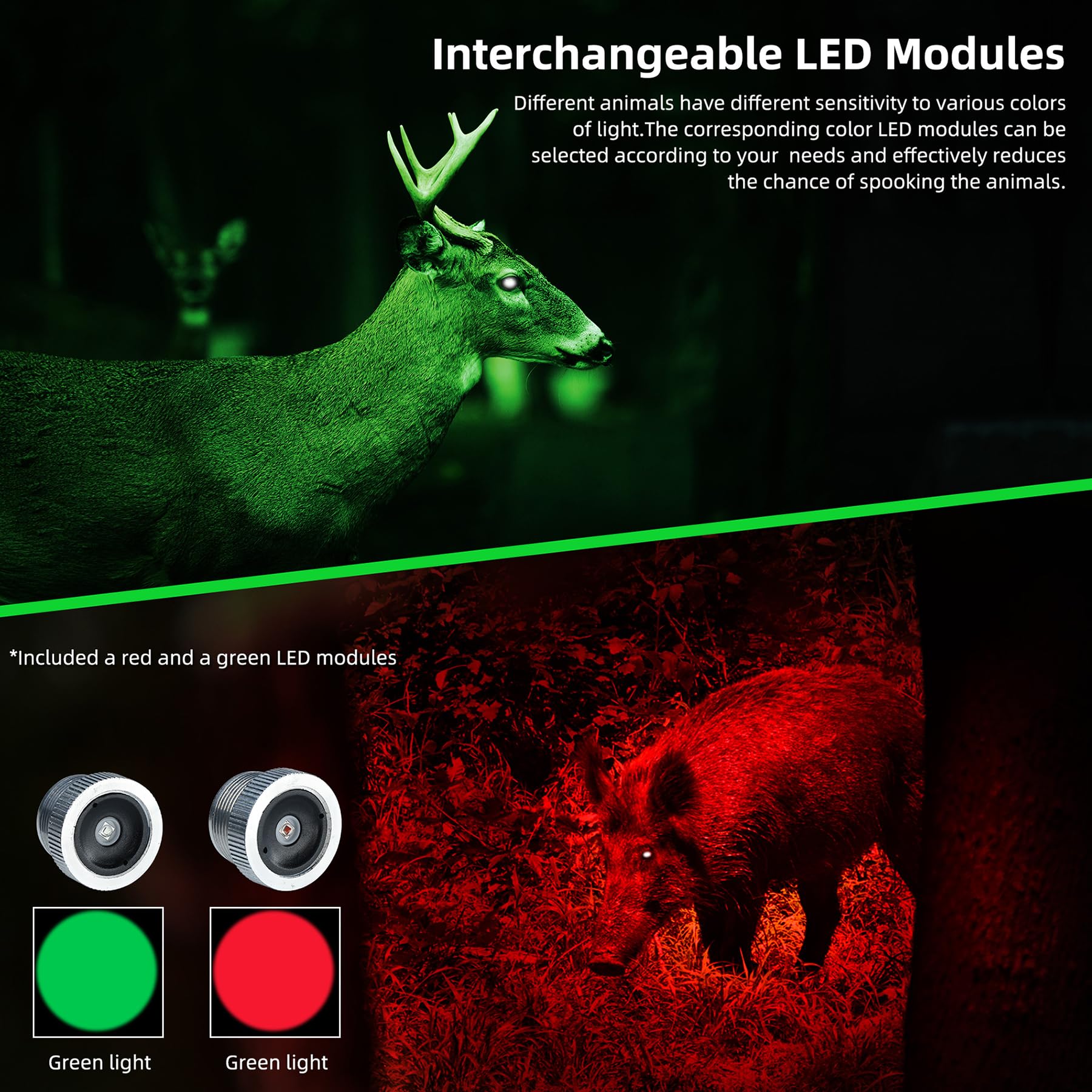 DARKBEAM Flashlight LED Green & Red Light, Powerful Redlight Portable Tactical Focusable Flashlights Water-Resistant to Keep Night Vision, for Fishing Hunting, Astrophotography, Stargazin