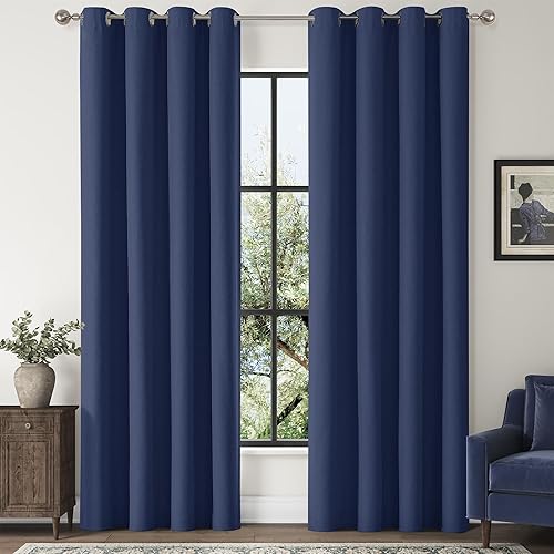 Miniatura 46 de ChrisDowa Cortinas 100% opacas de abedul liso de 96 pulgadas de largo, 2 paneles para dormitorio, sala de estar, oscurecimiento de la habitación de