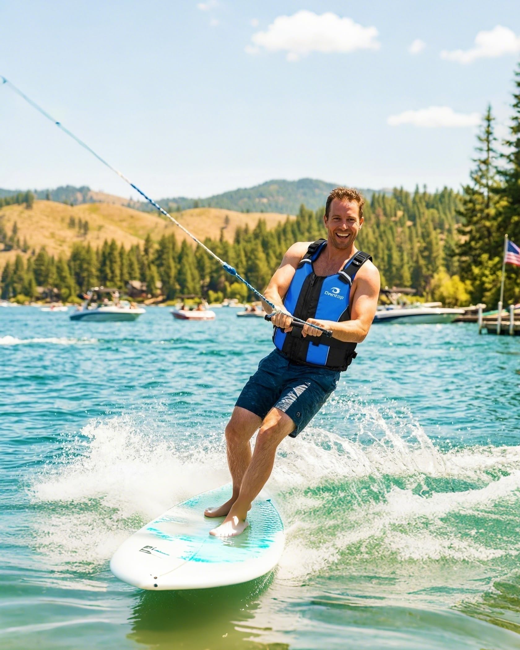 Owntop Pomoce wyporowe dla dorosłych, kamizelka piankowa z paskiem w kroku, kieszeń wewnętrzna, unisex, do paddleboardingu, kajakarstwa, wędkarstwa sup