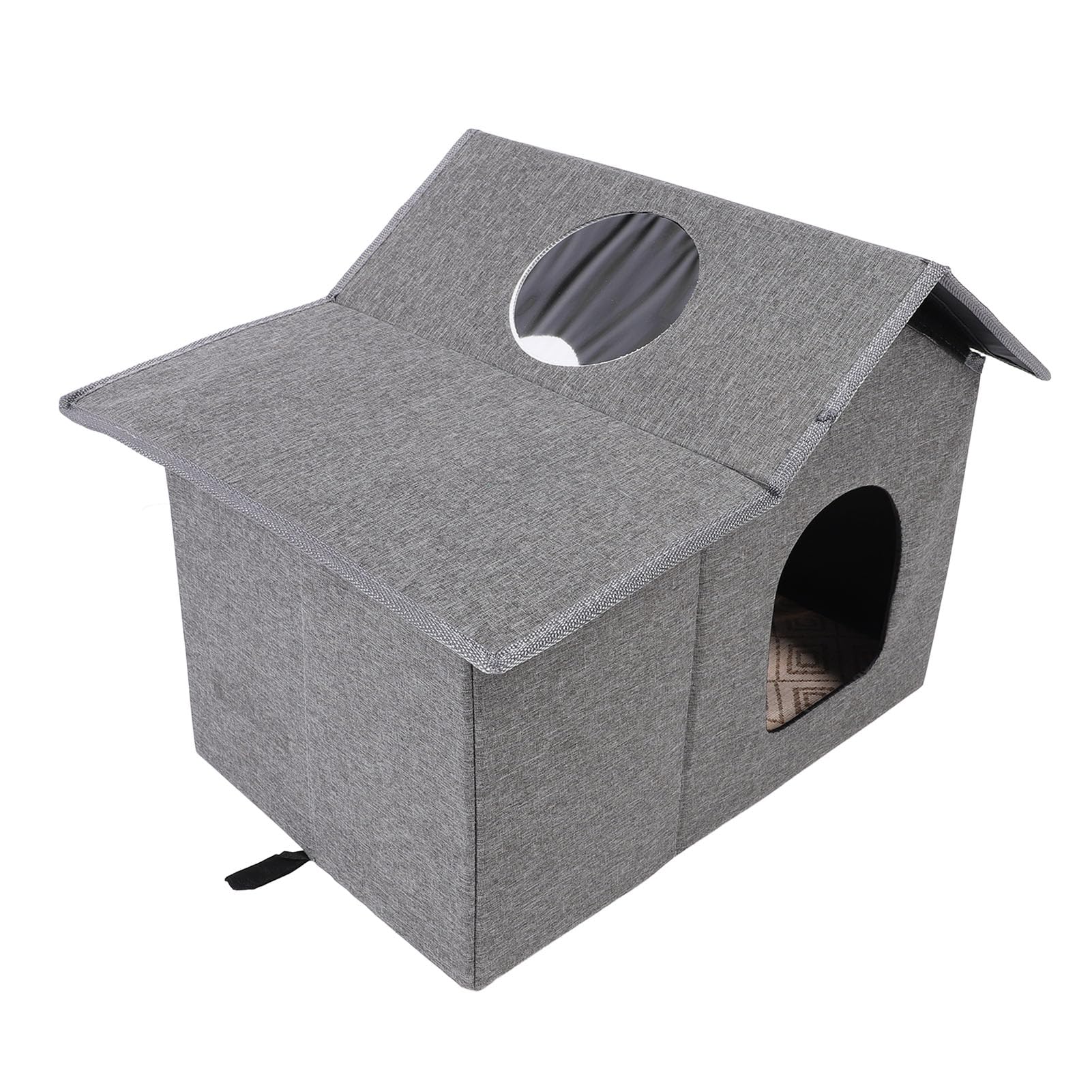 Lettiera per Gatti da Interno, Cuccia per Gatti Spaziosa da 50 Cm Resistente Agli Agenti Atmosferici, Cuccia per Cani di Medie Dimensioni con Design Pieghevole e Tenda Adesiva per Porta per