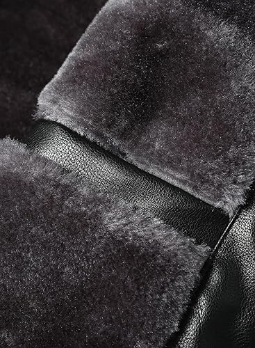 Miniatura 5 de Fanarcher Chaqueta de hombre de piel sintética con forro polar acolchada tipo bomber para motocicleta con capucha