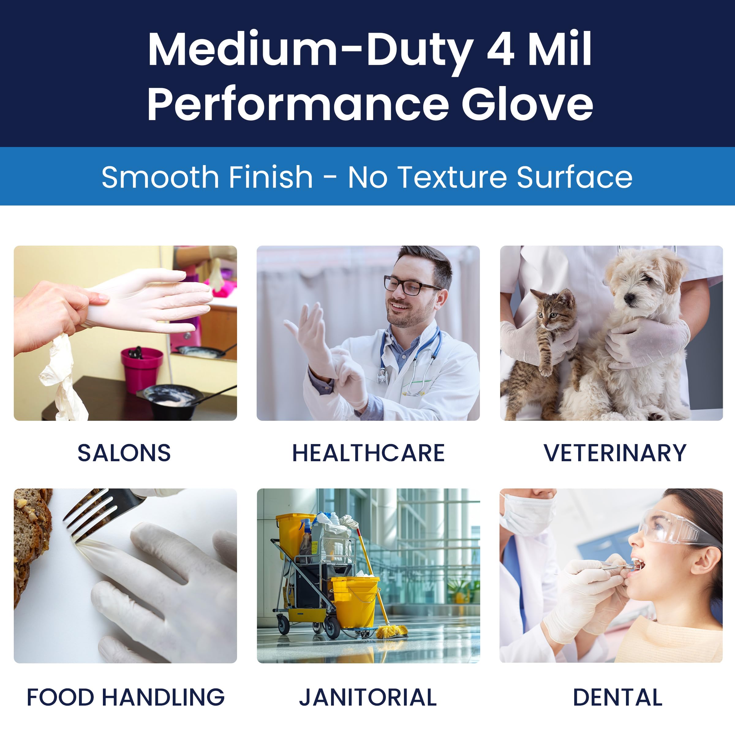Adenna Vitex 4 mil Vinyl Powder Free Exam Gloves (Cream, Medium) Box of 100