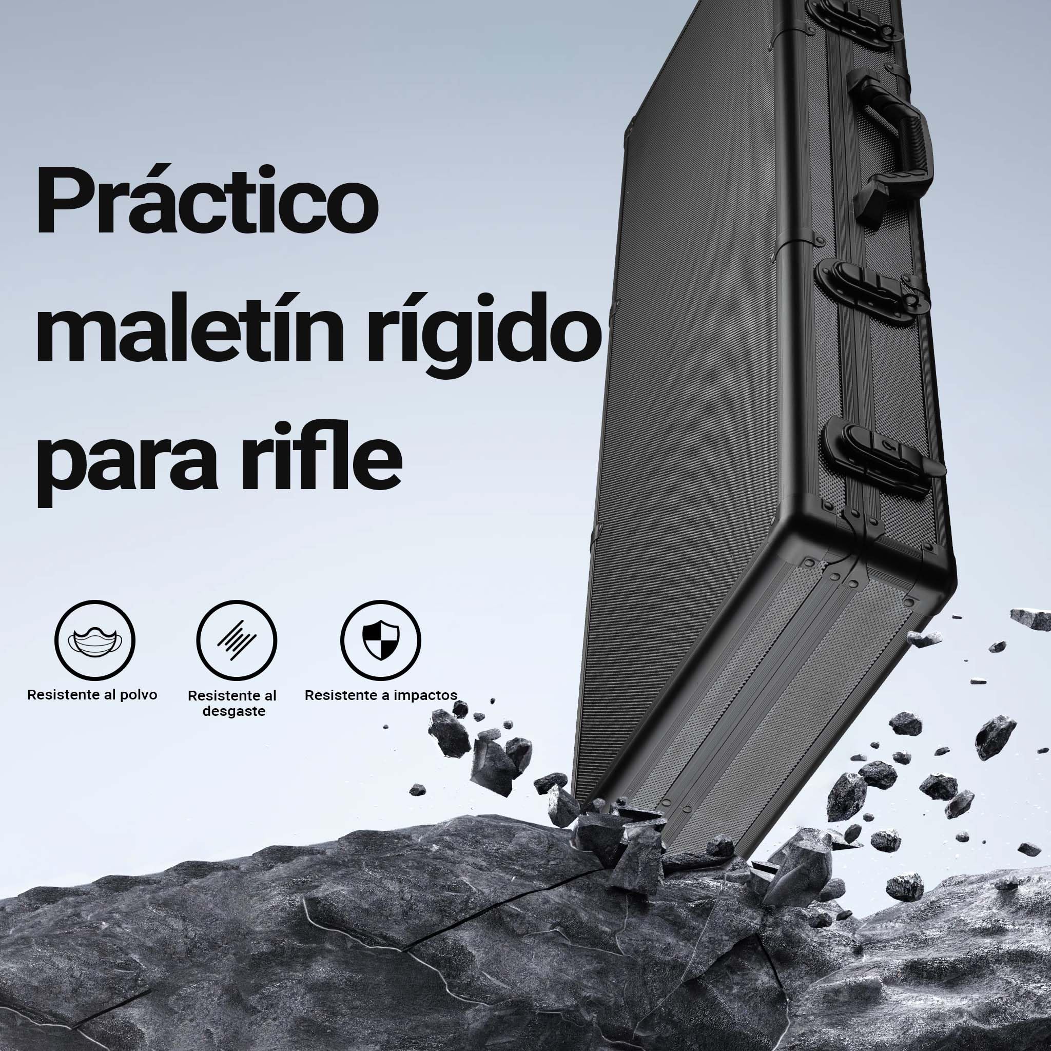 WilTec Maletín para Armas de Fuego Negro con Acolchado de Espuma y 4 cerraduras de Seguridad