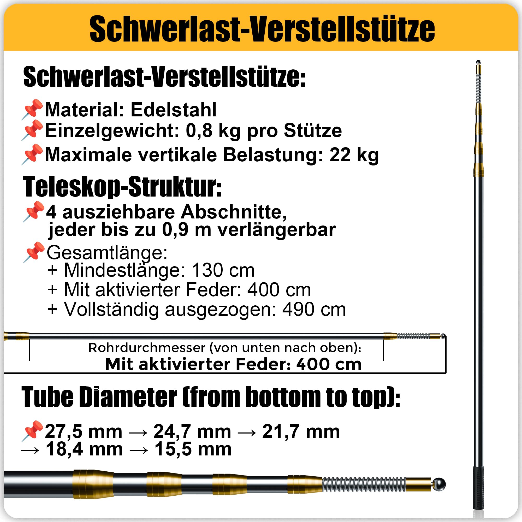 Staubschutzwand mit Reißverschluss – Staubschutztür-Set mit 4 Teleskopstangen (bis 4,8 m/16 FT), 3 mil PE-Folie, 2 selbstklebenden Reißverschlüssen für Baustelle & Renovierung