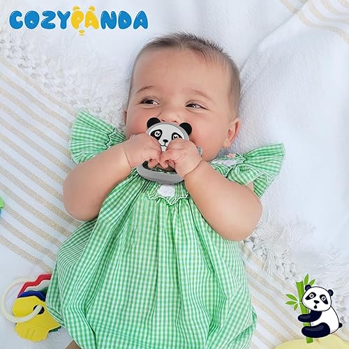Miniatura 6 de COZYPANDA Juguetes de dentición para bebés de 0 a 6 a 12 meses, paquete de 3 juguetes de dentición para aliviar la dentición, chupete de mano para