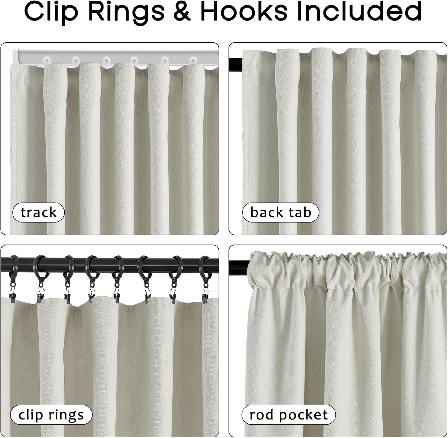 Cat Proof Fabric Blackout Curtains 96 Inch Long, 8FT Floor to Ceiling, Thermal Insulated Light Blocking Linen Textured Drapes for Customizable Triple Pinch Pleated, 52“W x 96”L, 2 Panel Set
