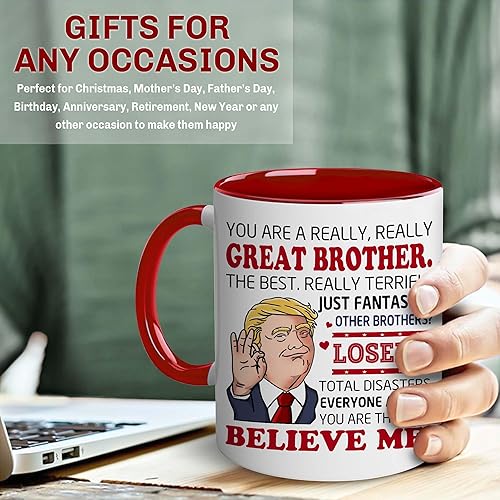 Miniatura 4 de BECHUSKY Taza de café para el día del padre, regalos de cumpleaños para hermanos adultos, hermano mayor, hermano mayor de hermana, hermana joven,