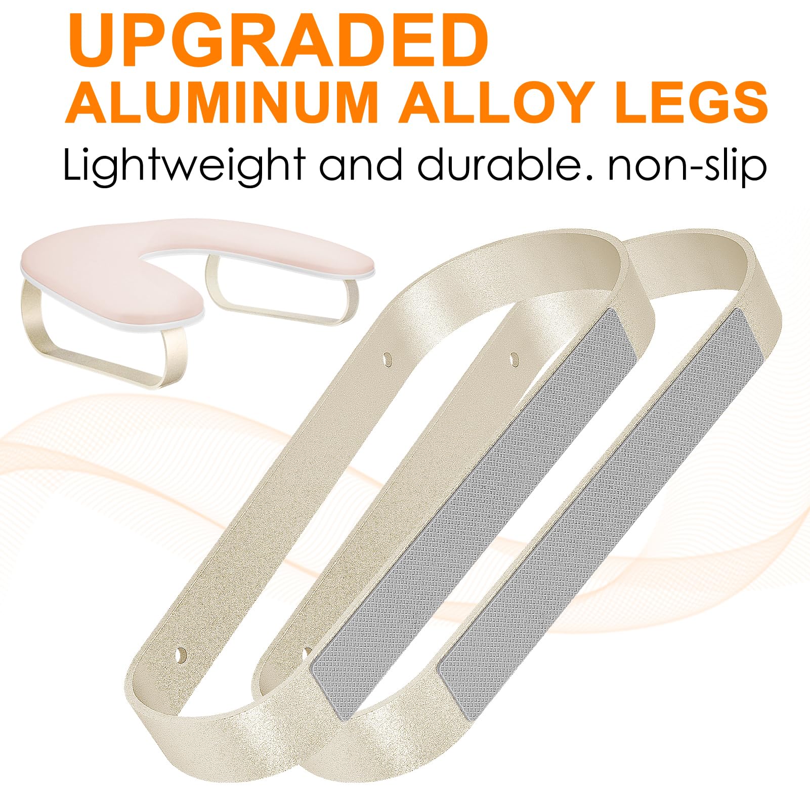 Upgraded U-Shaped Manicure Nail Arm Rest with 10° Incline, Pink and Gold