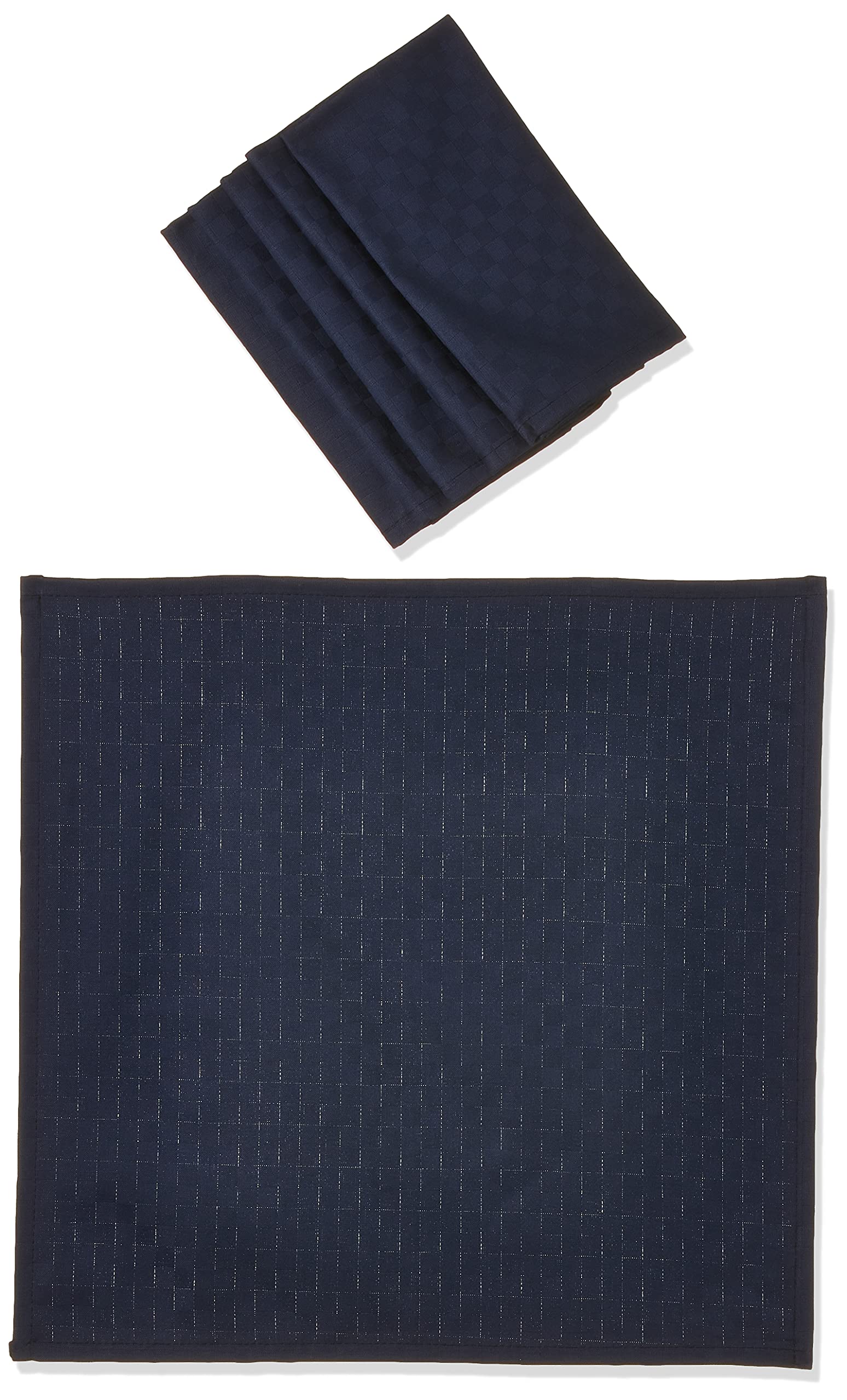 Princess Hotel Linen Klub 100% Cotton Dobby Jacquard Table Napkins - 6-Piece Set, Size: 50 x 50 cm, Crafted with Sophisticated Check Design, Chic Navy Blue for a Refined Dining Experience