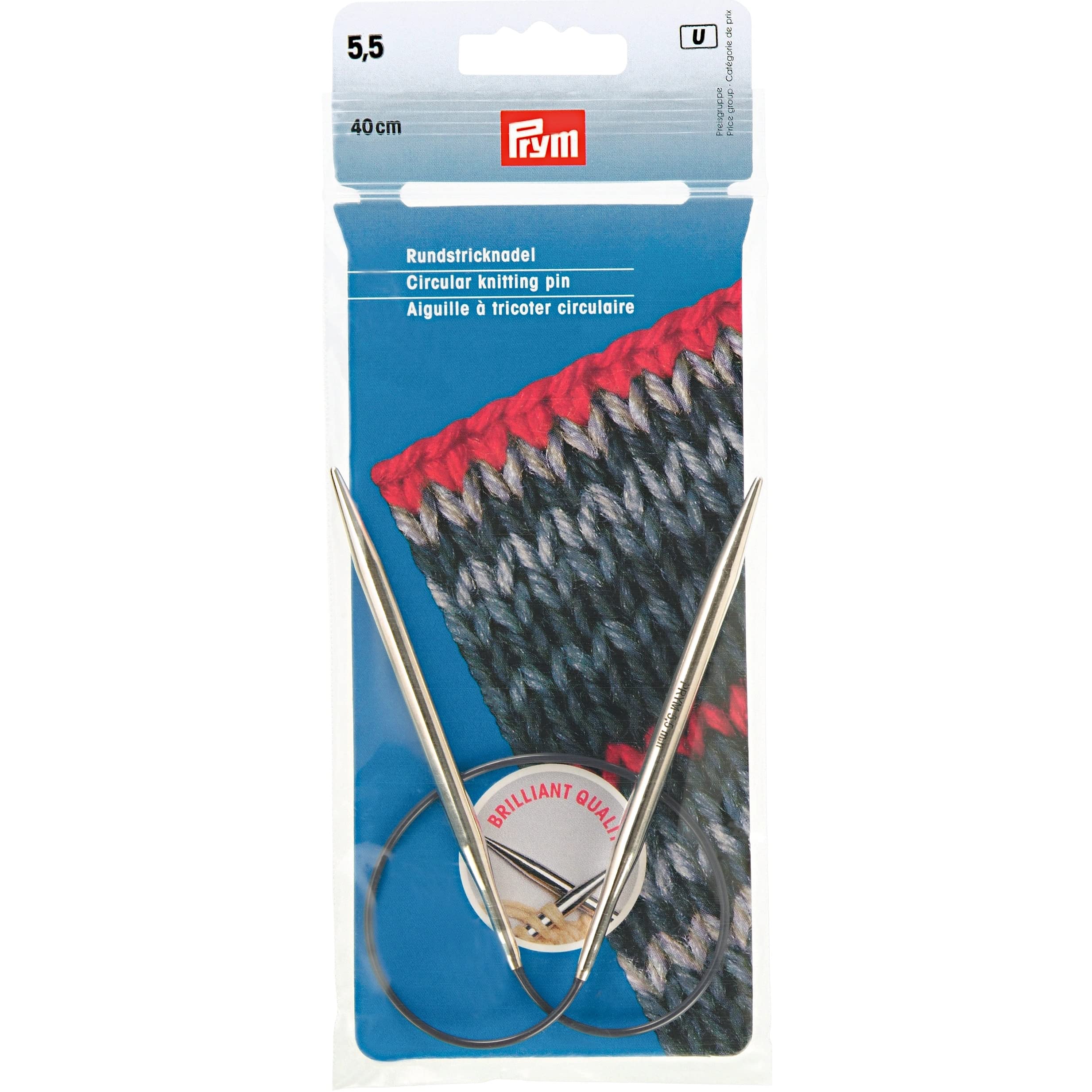 Circular Knitting pins Brass 40 cm 5.50 mm Silver col