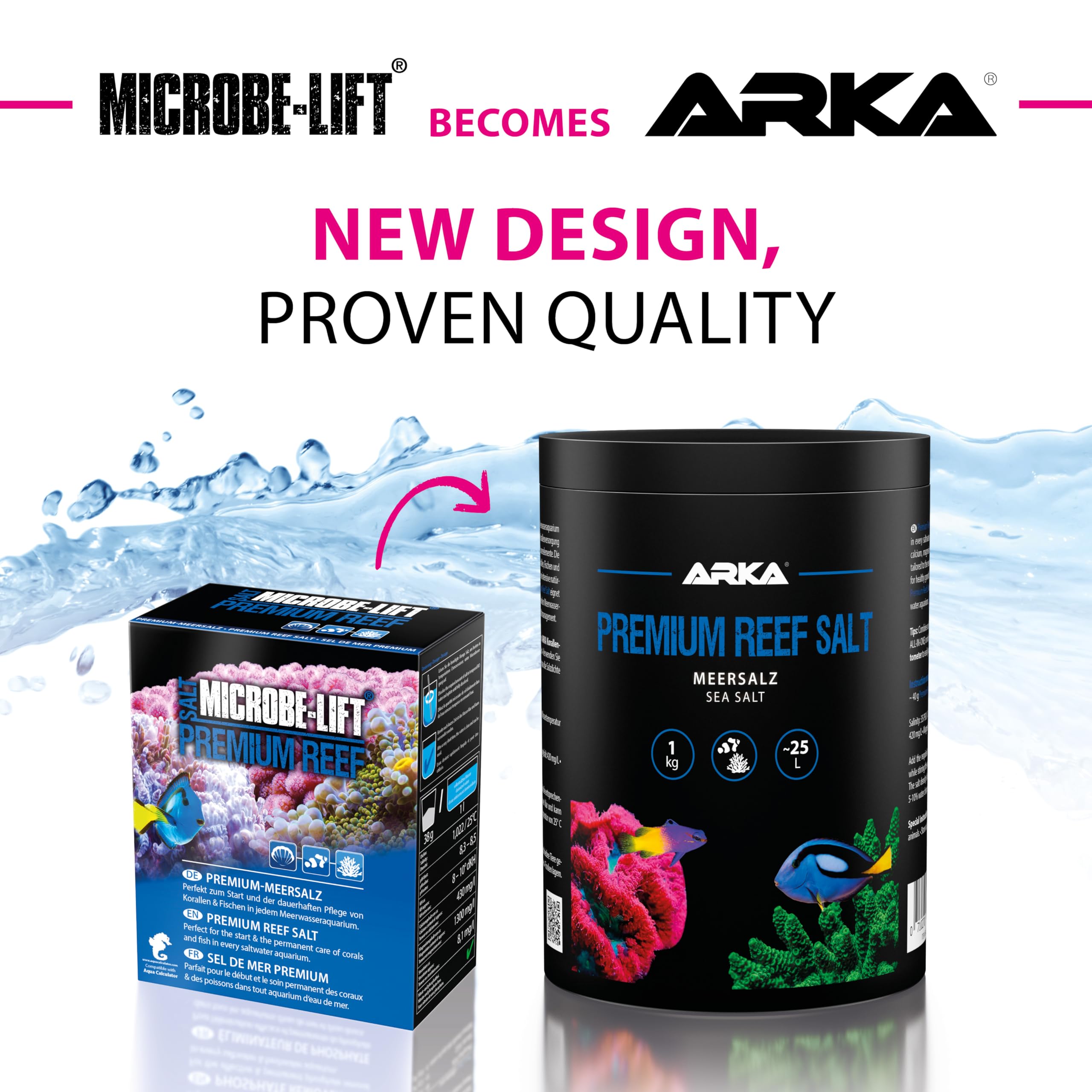 Sale marino 1 kg – ARKA Premium Reef Salt – sale sintetico per acquario marino – stimola la crescita dei coralli e i colori – si scioglie rapidamente, senza fosfati – parametri stabili