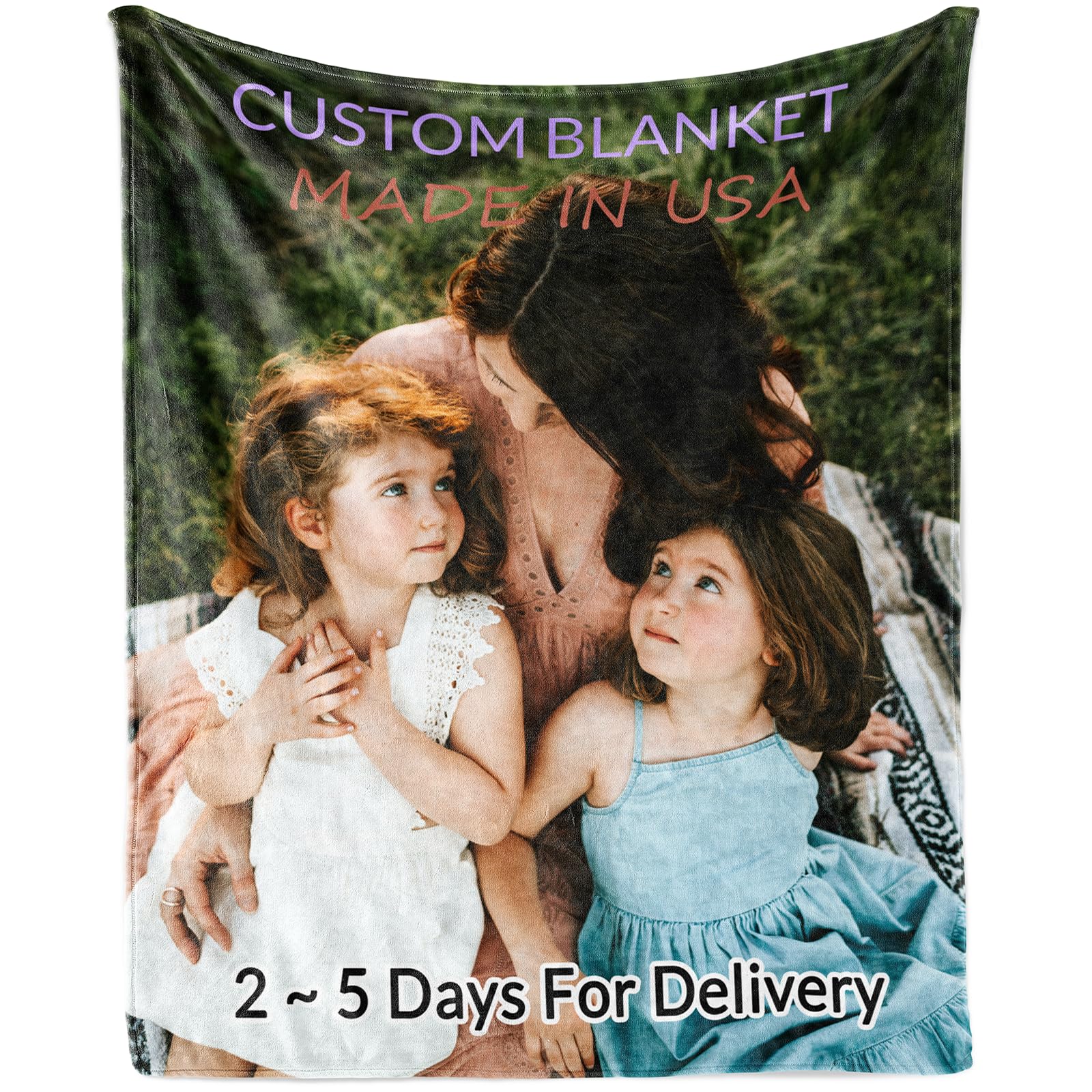 Lacabin Custom Blanket with Picture Personalized Blankets and Throws Customized Blankets with Photos Customizable Gifts for Couples Birthday Wedding Anniversary, 1Photo 50