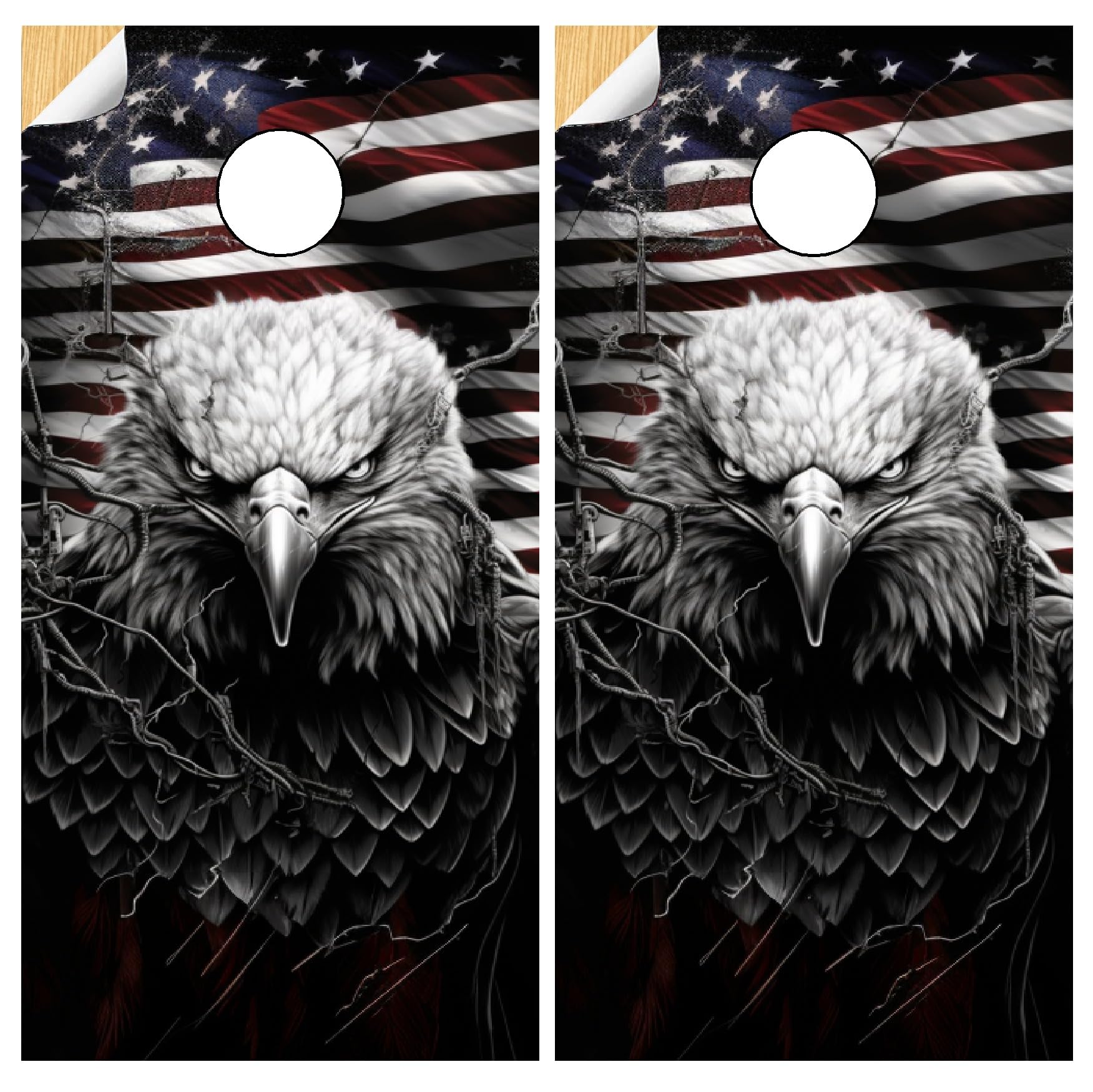 GRAPHIX EXPRESS Cornhole Board Wraps - Cornhole Wraps for Boards - Cornhole Decals for Boards - Cornhole Vinyl Board Wrap - Cornhole Skins for Boards - Cornhole Set - C317 Eagle American Flag