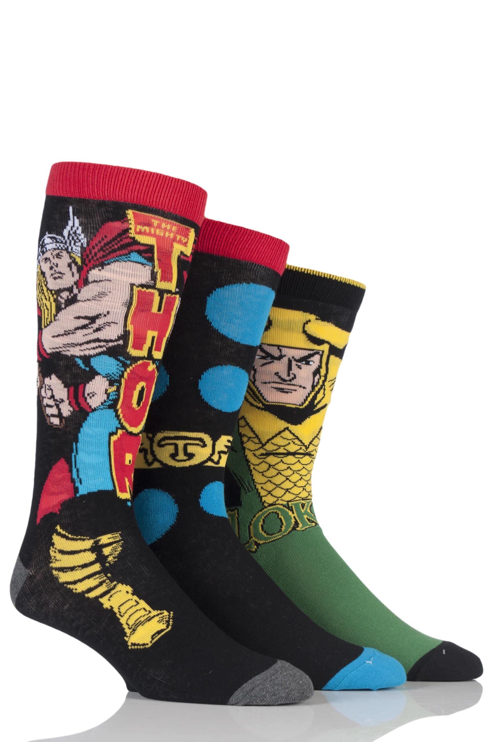 SockShop Mens 3 Pair Marvel Thor and Loki Cotton Socks 7-12
