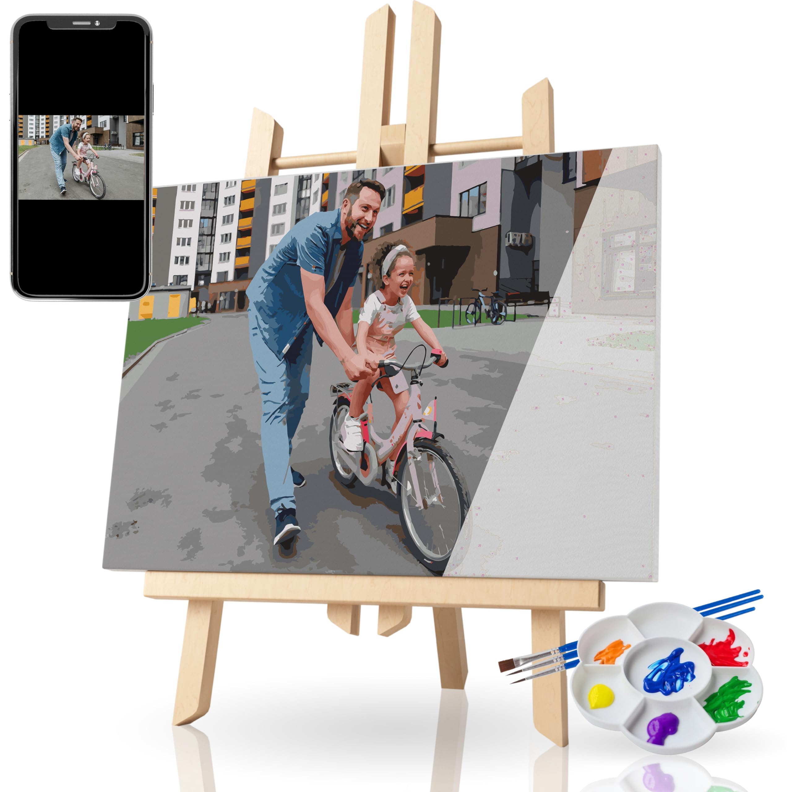 Dazella Custom Father's Day Gifts,Paint by Number from Photo,Personalized Dad Gifts for Dad from Son Daughter Unique,DIY Canvas Paint by Numbers for