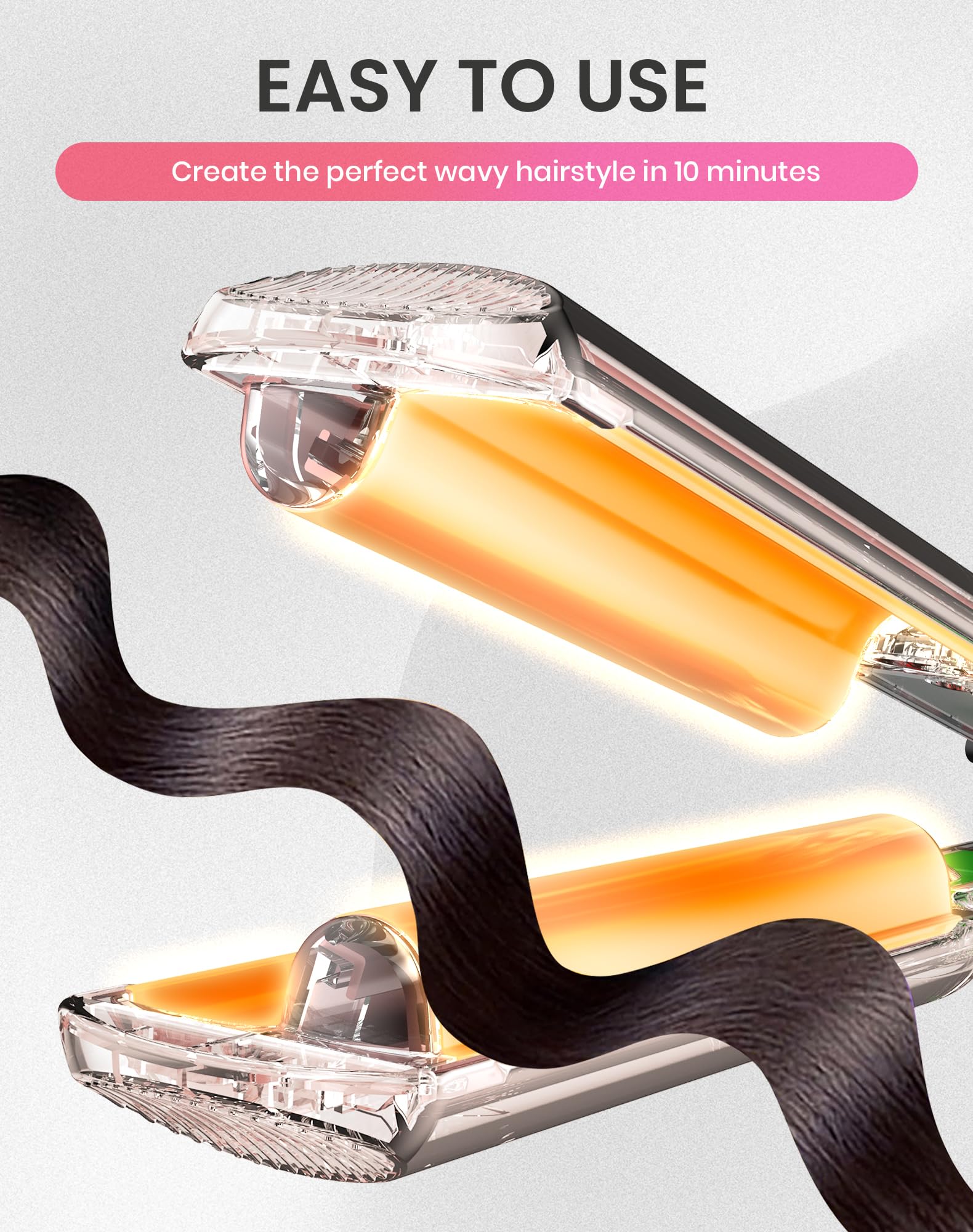 UKLISS Mini plancha ondulada para el cabello, ondulador de pelo de sirena para ondulaciones, tamaño de viaje, rizador de ondas de playa (120 – 200 ℃), rizador de pelo portátil, rizador de pelo