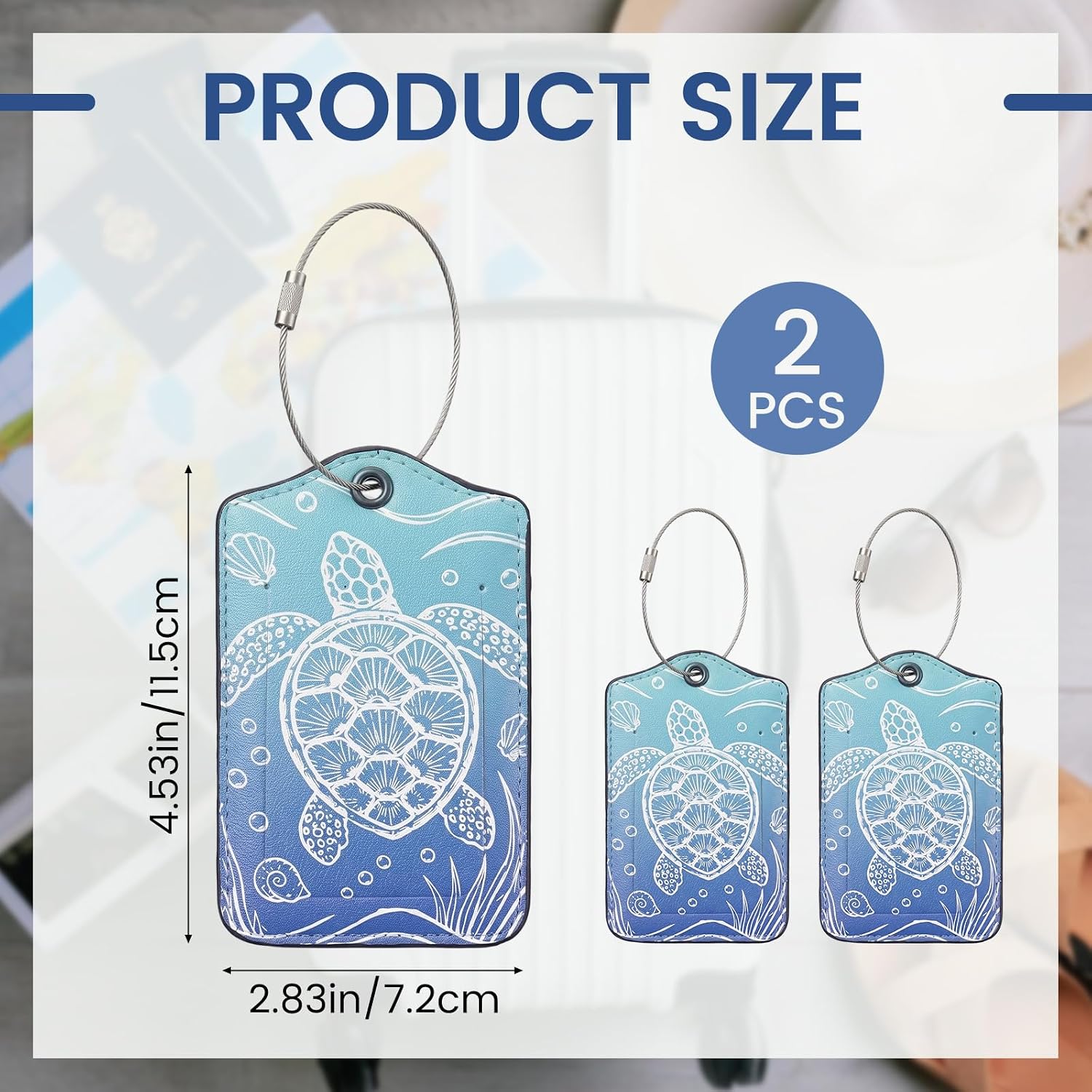 2 Pack Sea Turtle Luggage Tag for Suitcases, Cute Turtle Travel Tags image 4