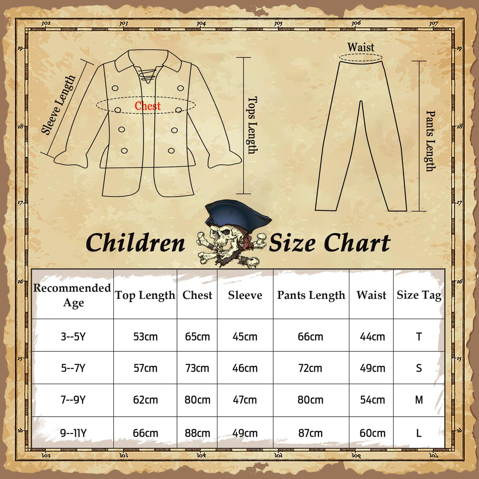 Disfraz Pirata Niño con Pirata Accesorios Sombrero Parche Brújula Bolso Mapa Pendiente Disfraz de Halloween Carnaval para Niños Infantil 3 4 5 6 7 8 9 10 11 Años