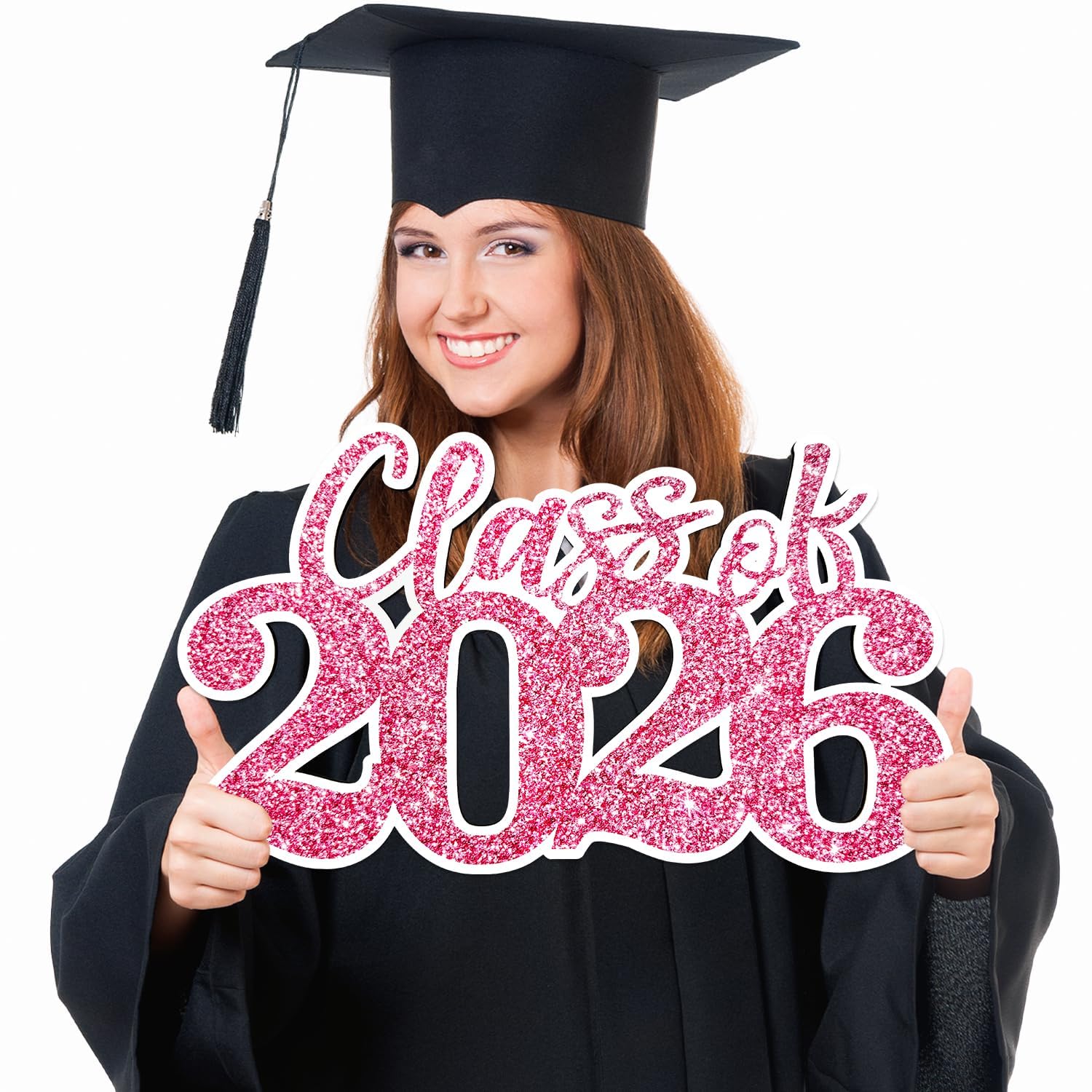 Class of 2026 Wooden Sign Graduation Decorations,Pink Graduation Props 2026 Photo Props for College High School Party Supplies