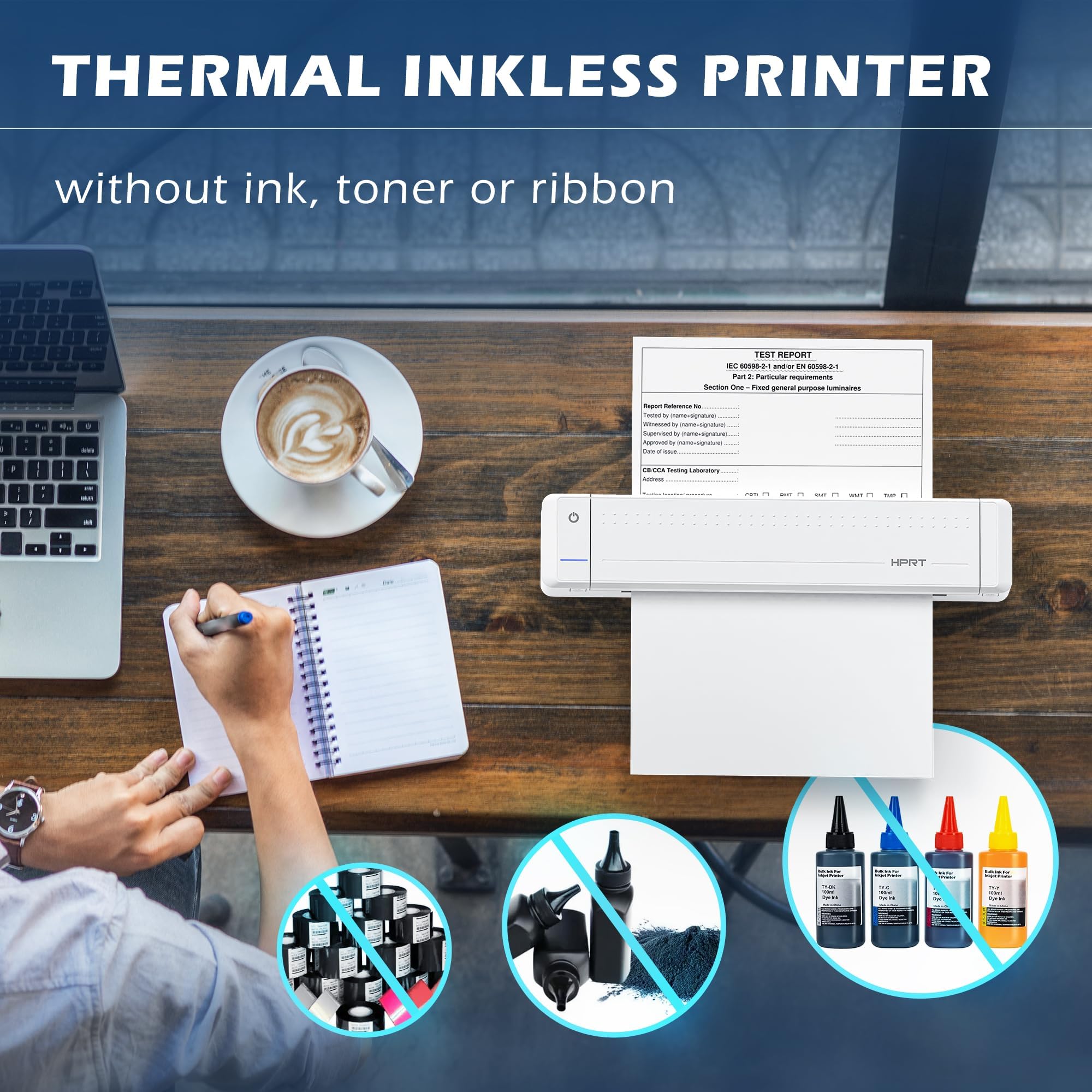HPRT MT866 モバイルA4プリンター 美品 Amazon.com: HPRT Portable Printer Wireless Bluetooth Connection