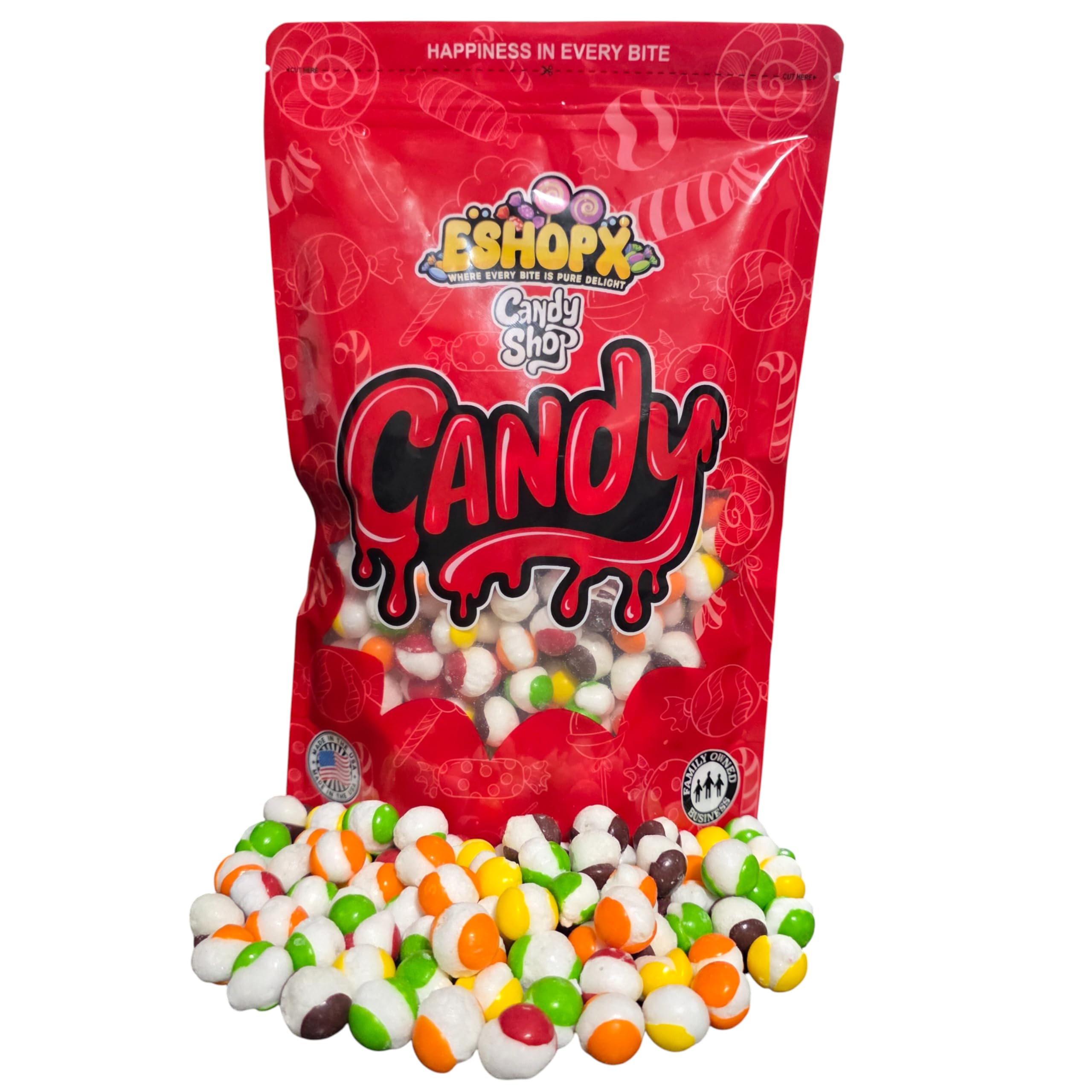 eShopX Rainbow Freeze-Dried Crunchy Candy - Premium Freeze-Dried Crispy Sweet 1 Pound Bag with Explosive Fruity Flavor - Perfect For Gifting & Snacking (16 Oz, Rainbow Original)