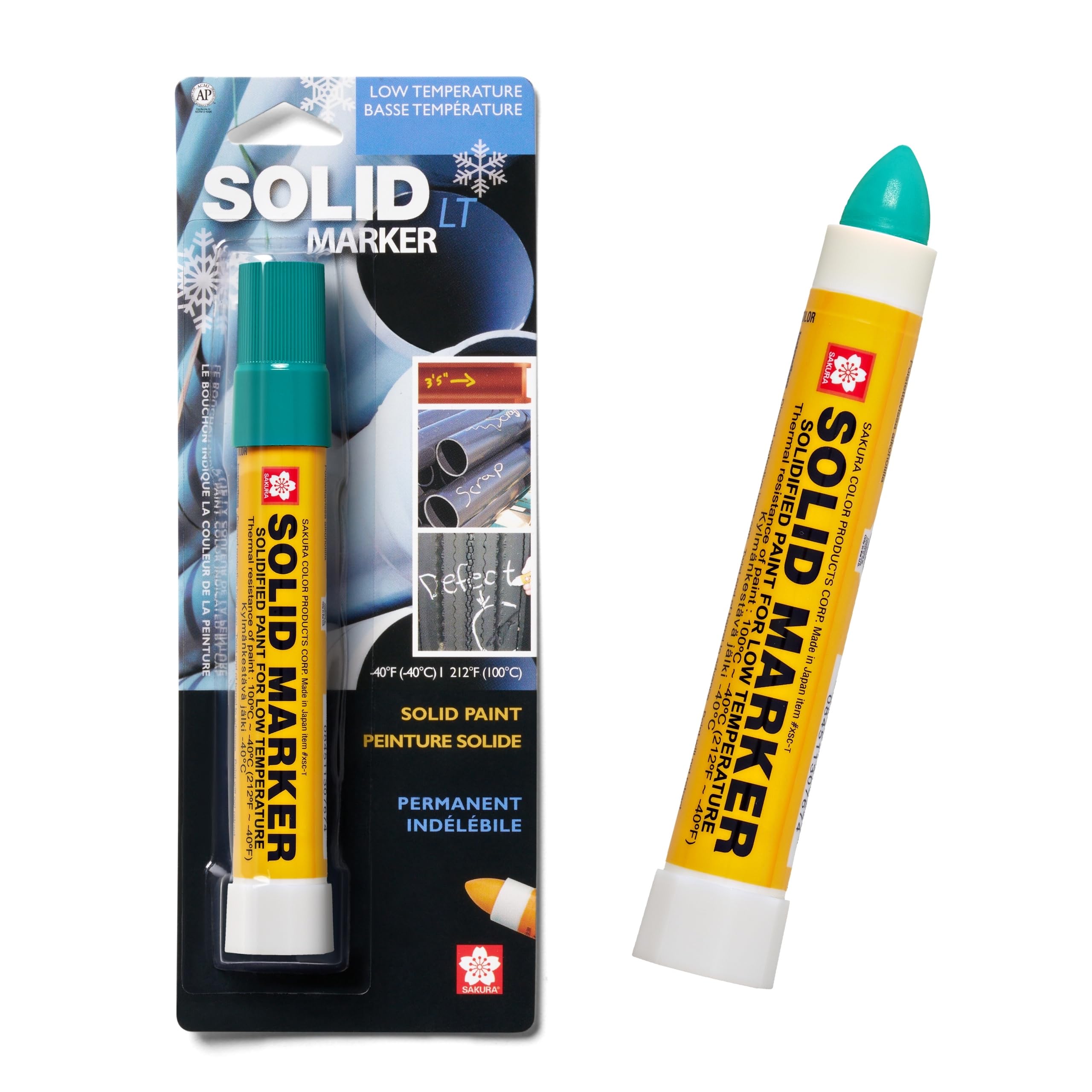 Sakura Solid Paint Markers with Twist Up Tip - Low Temperature Permanent Marker Pens - Window, Wood, & Glass Marker - Green Paint - 1 Pack