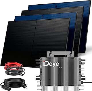 SUNNIVA® 2000W Balkonkraftwerk BIFAZIAL FULLBLACK komplett Steckdose DEYE 2000 Watt Wechselrichter, Solaranlage Komplettset, 4x 500W N-Type Glas-Glas Bifacial Solarmodule, 5m Kabel, 4x 2.5m Solarkabel