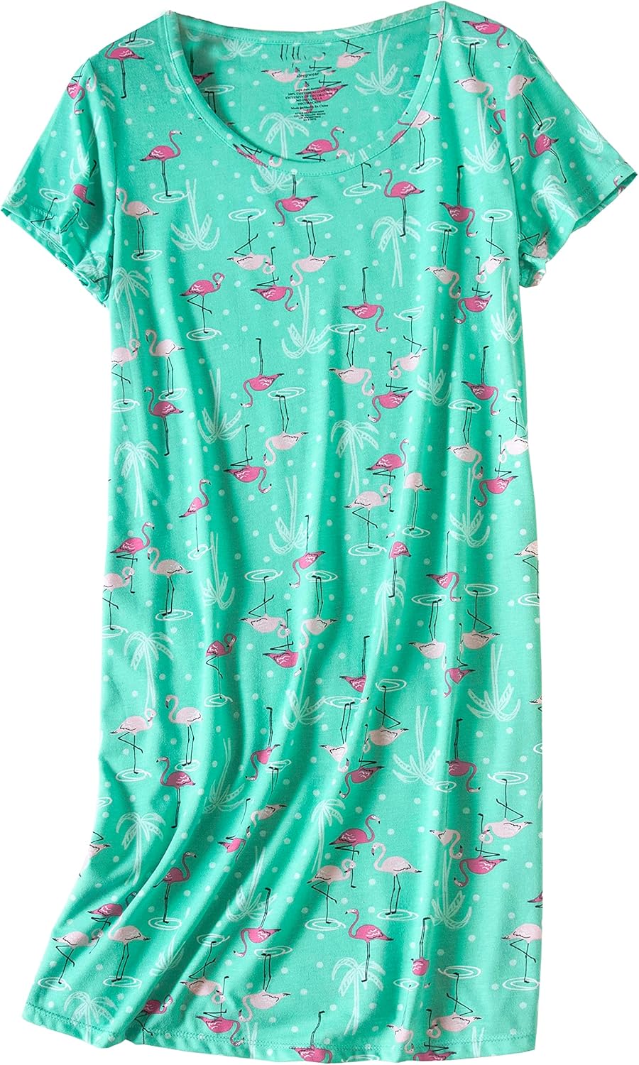 Inadays Women's Cotton Nightgown Sleepwear Short Sleeves Nightshirt Casual Print Sleepdress Loose Comfy Pajama