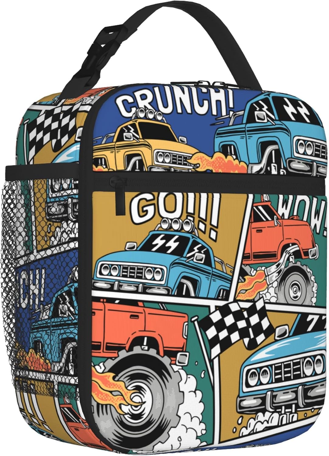 Kids Lunch Box Lunch Bag for Boys Men, Reusable Insulated Lunch Boxes Tote Bag, High Capacity Leakproof Thermal Cooler Sack Food Handbags for School Work Picnic Camping Gifts (Monster Trucks) Kids Lunch Box Lunch Bag for Boys Men, Reusable Insulated Lunch Boxes Tote Bag, High Capacity Leakproof Thermal Cooler Sack Food Handbags for School Work Picnic Camping Gifts (Monster Trucks)