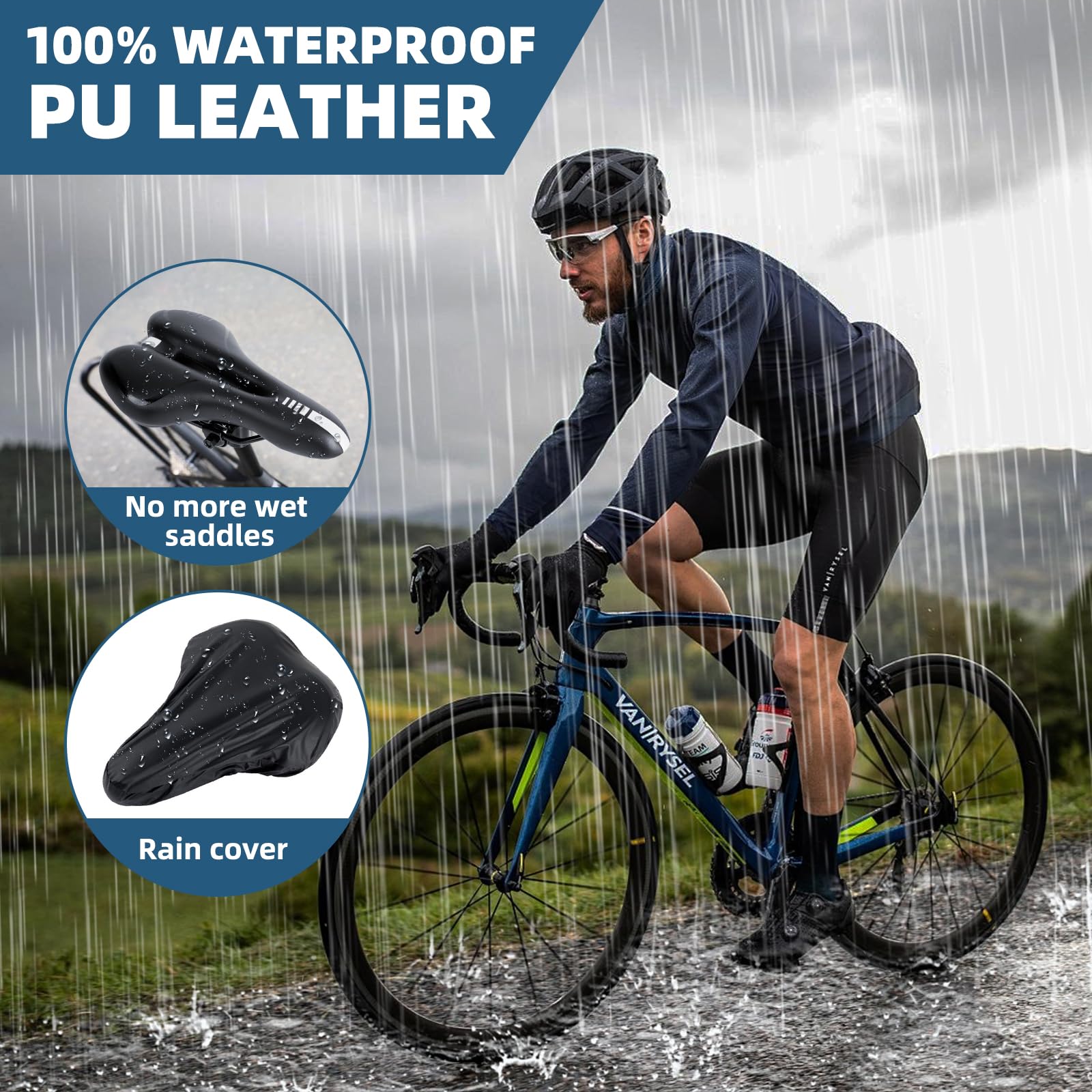 Selle Vélo Confortable Ergonomique Gel - Ultra Confort VTT Route Imperméable Amortissante