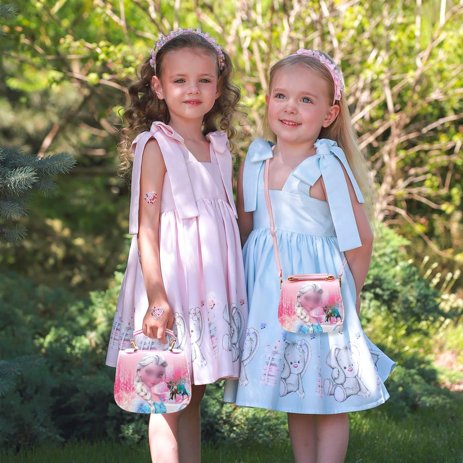 Kinderhandtasche,Umhängetasche Kinder Handtasche Mädchen Tasche für Mädchen zum Ausgehen oder Reisen Geschenke für Mädchen（Rosa/Lila）