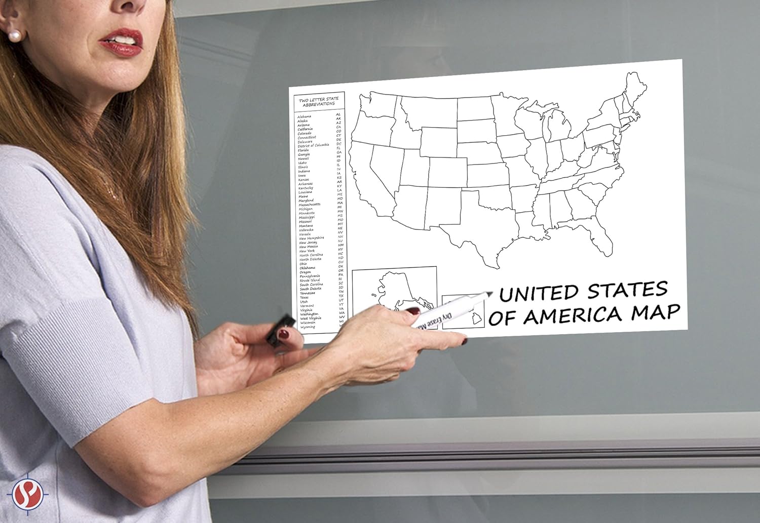 United States Map - USA Poster, US Educational Map - with State 2 Letter Abbreviation - for Ages Kids to Adults- Home/School/Office- Printed on 110Lb Card Stock - 12" x 18" Inches - Bulk Pack of 10