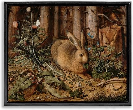 Stupell Industries Rabbit in Forest Foliage| Floating Frame Canvas Art