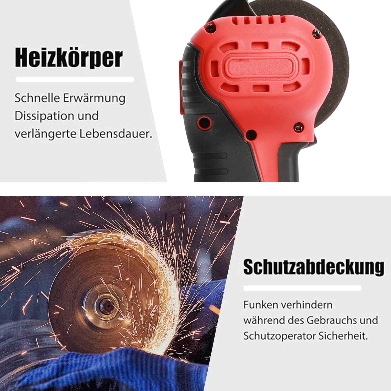 Akumulatorowa szlifierka kątowa 16,8 V – bezprzewodowa mini szlifierka akumulatorowa o mocy 550 W, grubość cięcia 10 mm, 2 x bateria 1,5 A, ładowarka, akcesoria do szlifierki i pudełko na narzędzia