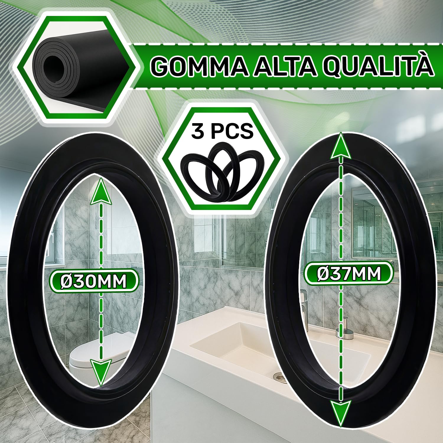 Guarnizione in gomma per lavello Clic Clac - Resistente all'acqua e agli agenti chimici - MADE IN SPAIN - ONIX TECH