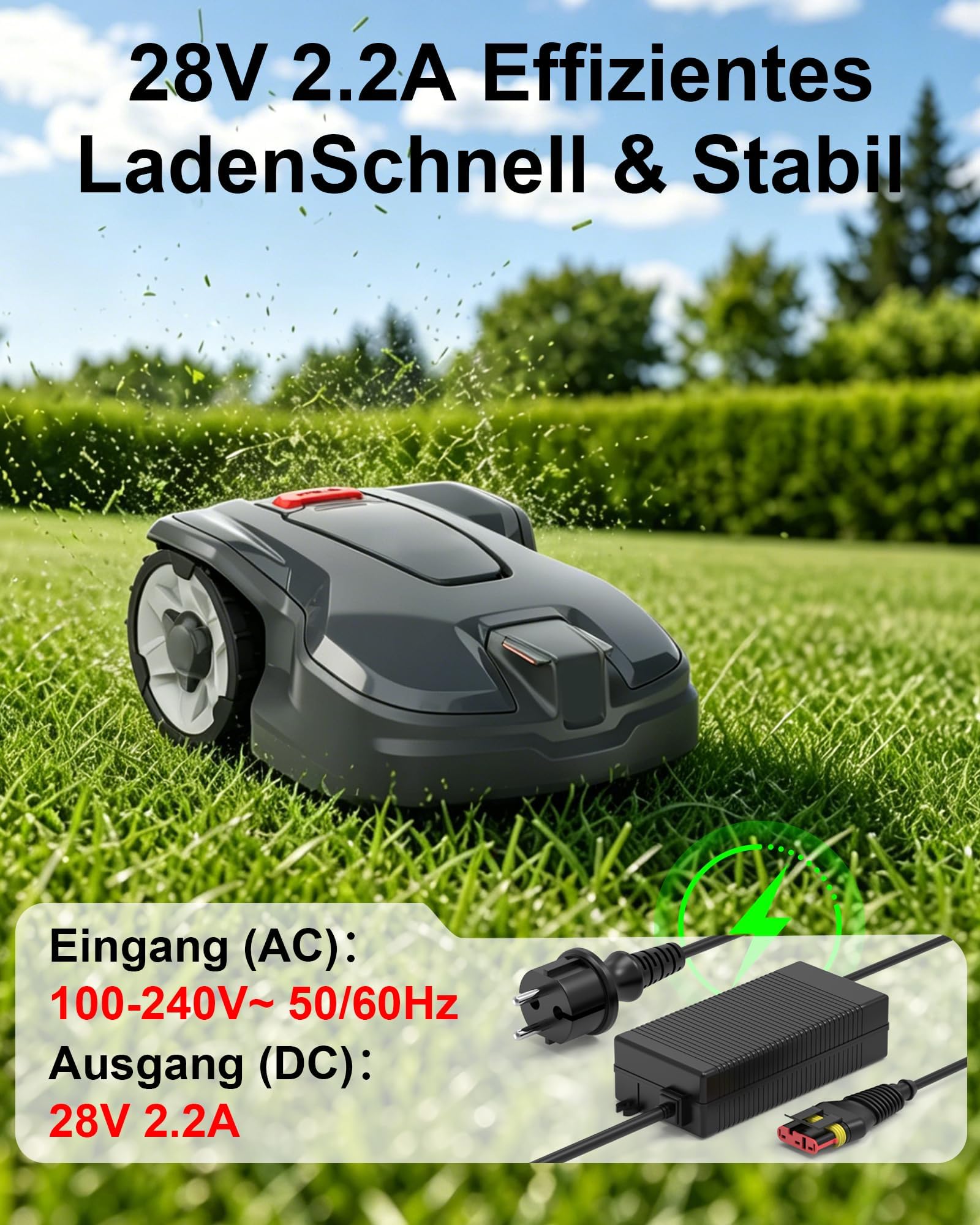 28V2,2A Ladegerät für Husqvarna Automower 420 | 520 | 520 EPOS | 320 NERA