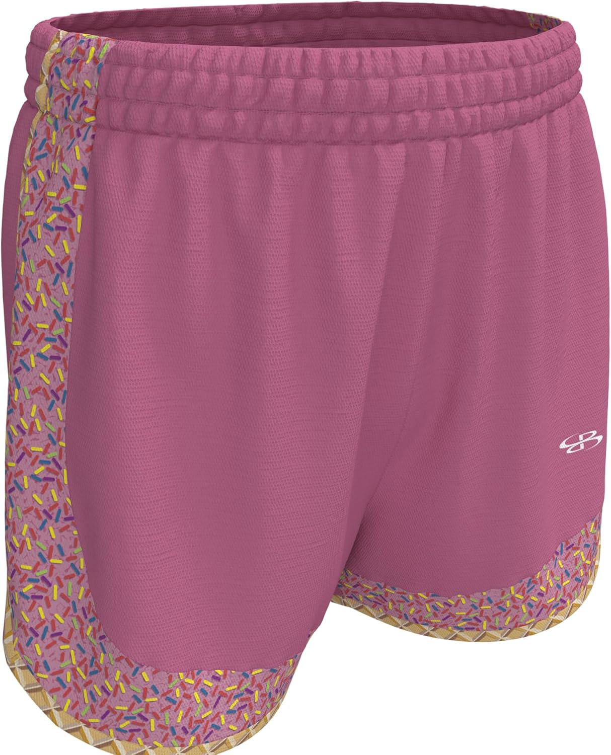 Boombah Girls' Aspire Shorts, Lightweight Training Short, Mesh Panels, Brief Liner, 3" Inseam - Ice Cream Neapolitan